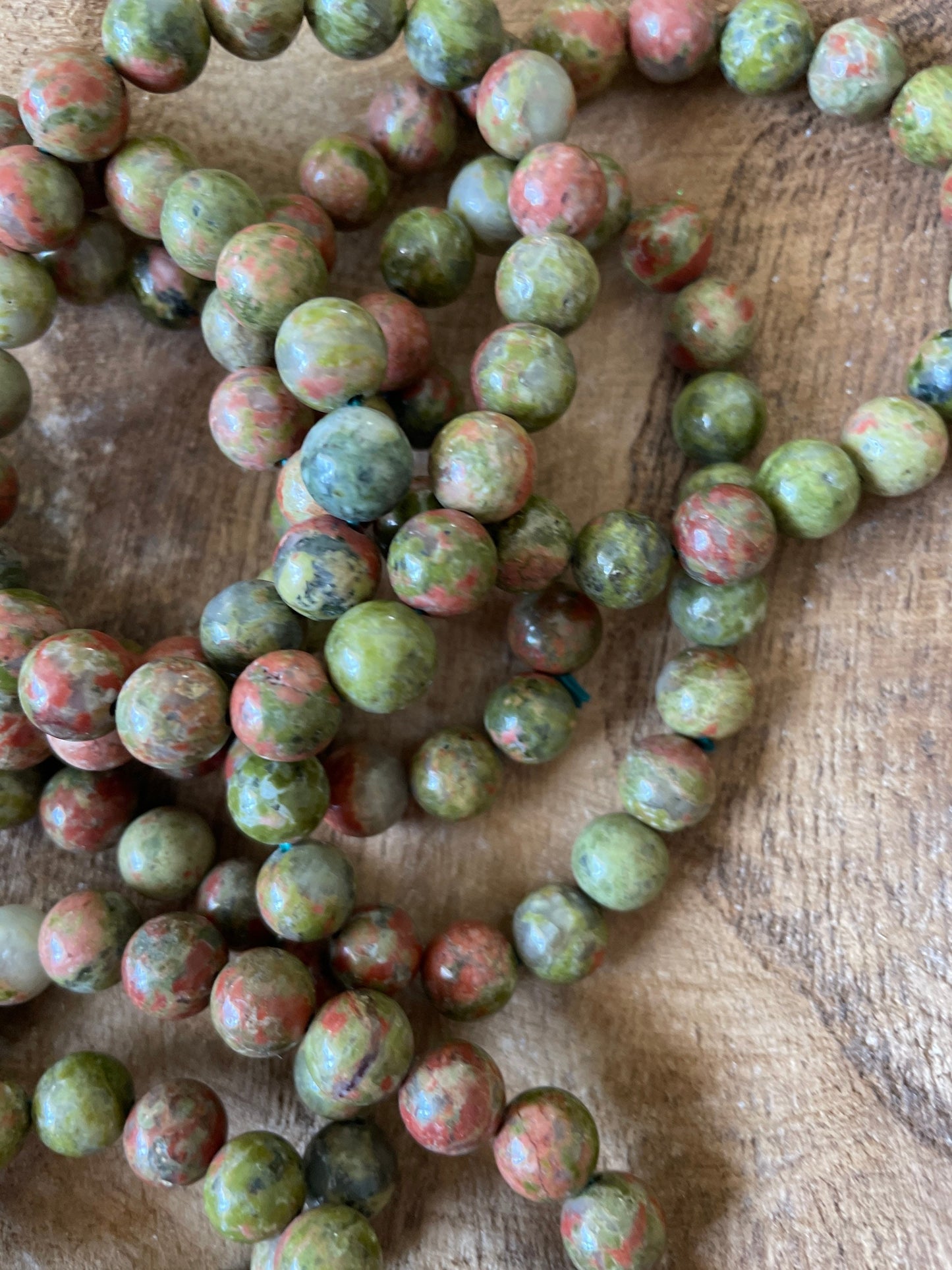 Beautiful 8 mm Unakite bracelet one size fits all Unakite crystals