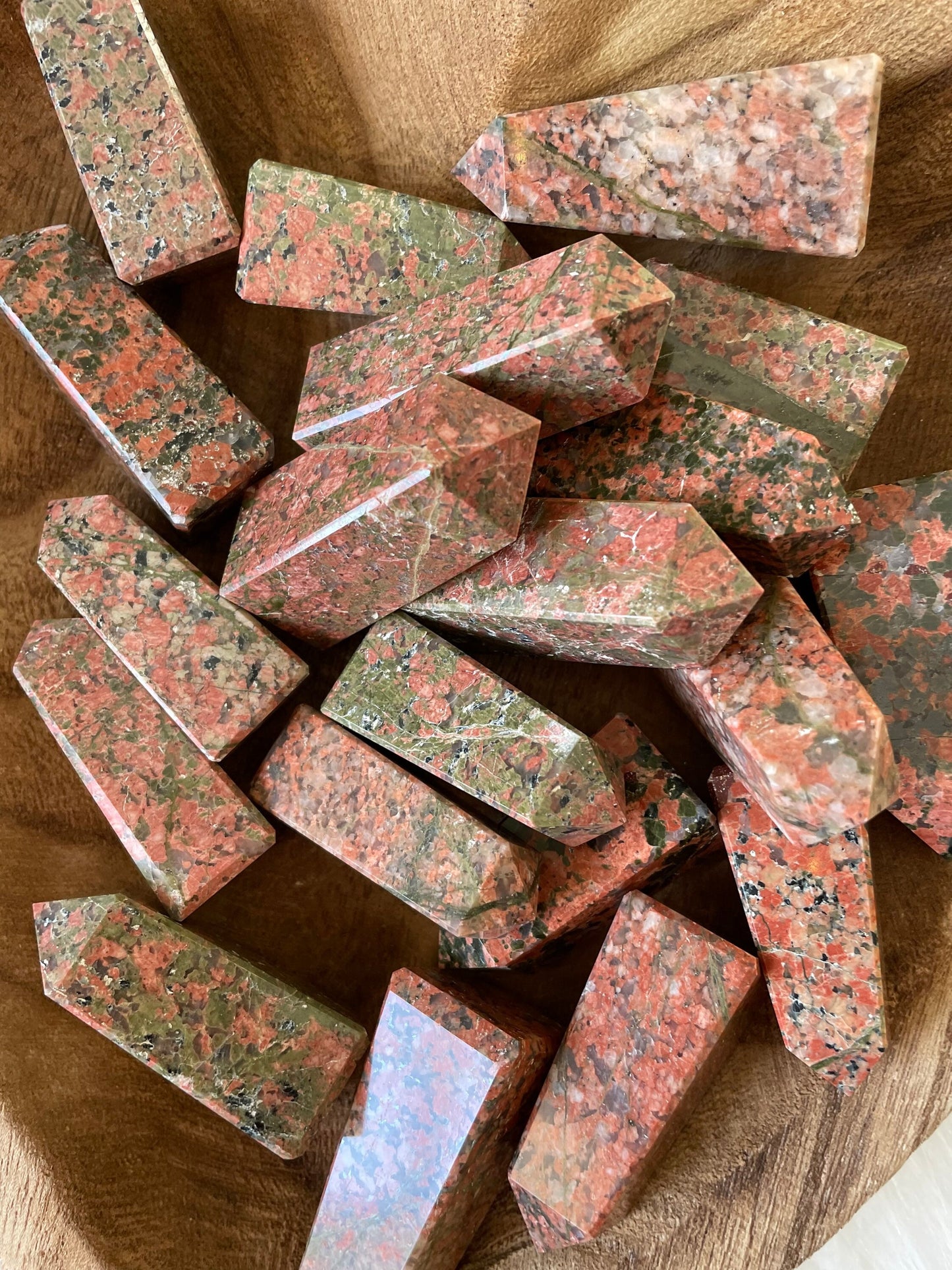 2” Unakite Obelisk for joy intuition good luck good fortune