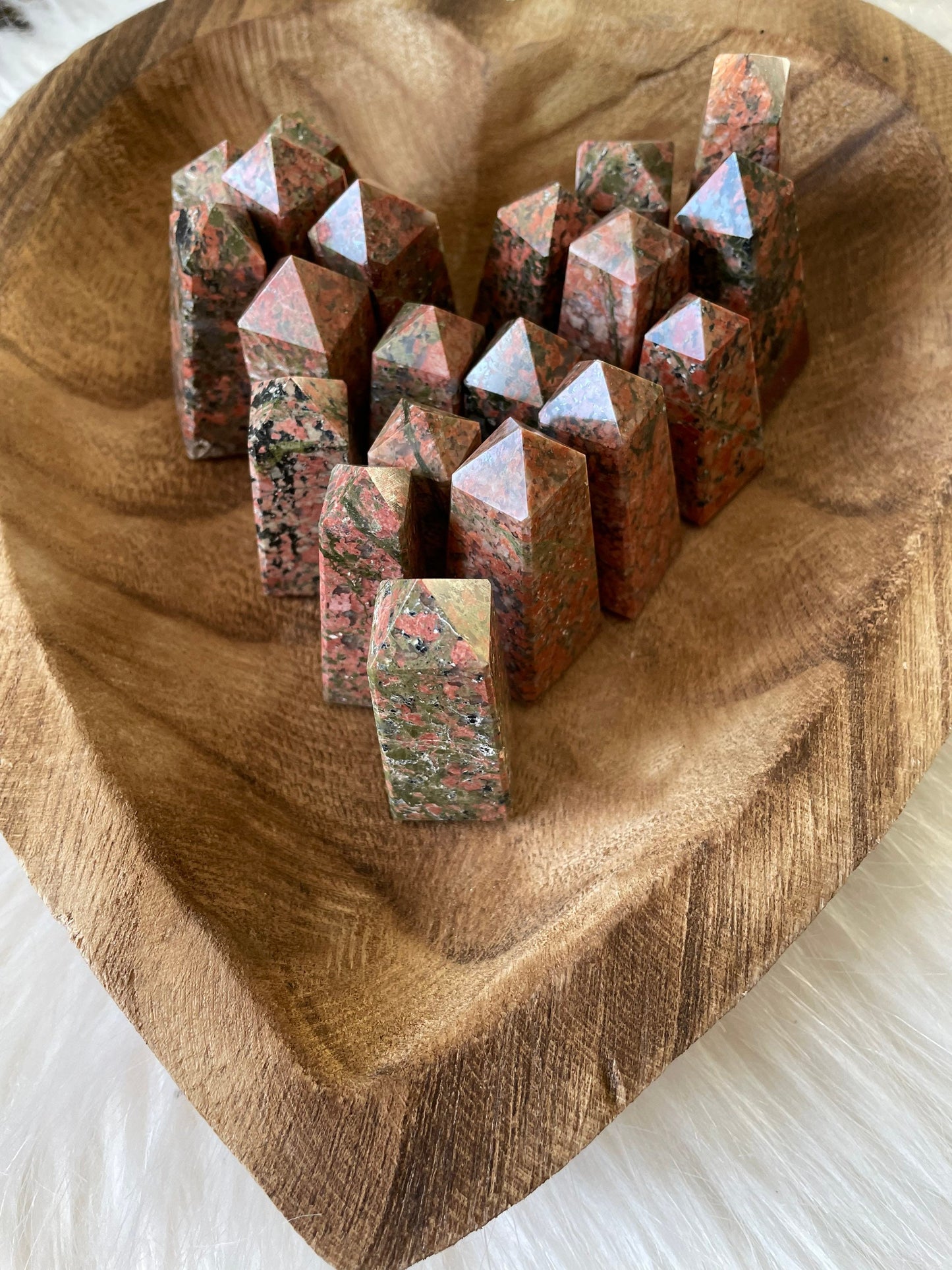 2” Unakite Obelisk for joy intuition good luck good fortune