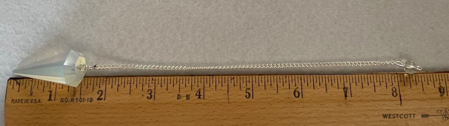 Gorgeous Opalite pendulum is approximately 1.65” and with chain is 8.5” total length