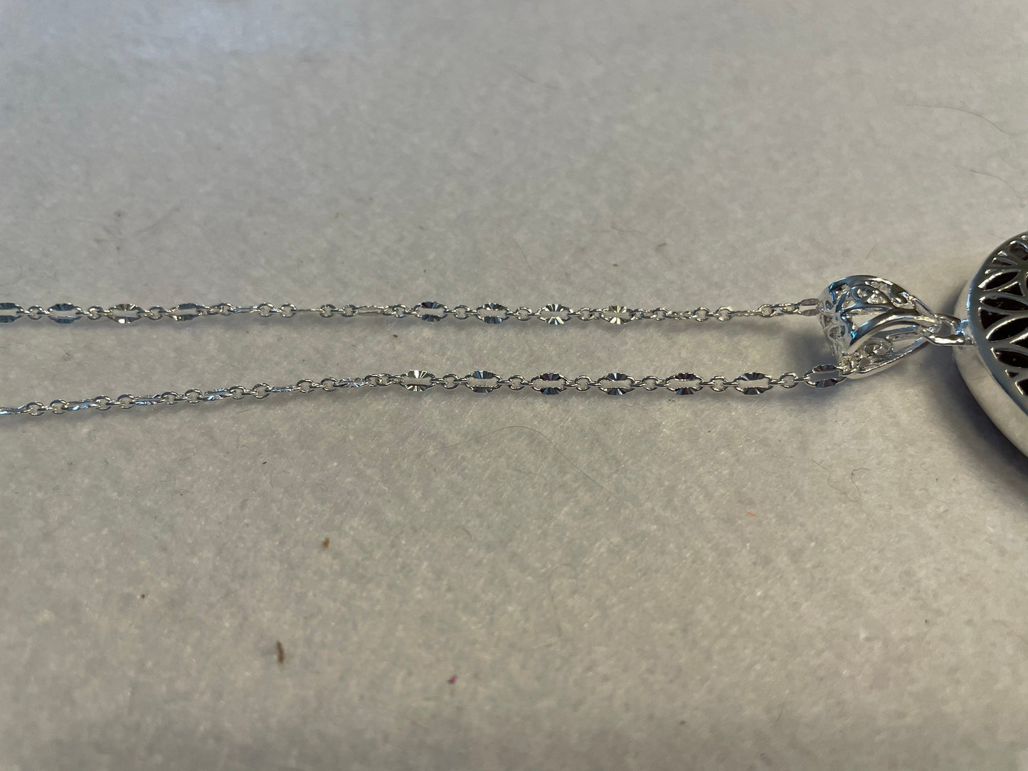 Silver round Flower of Life deep purple Amethyst crystal necklace on 16+ inch silver plated chain