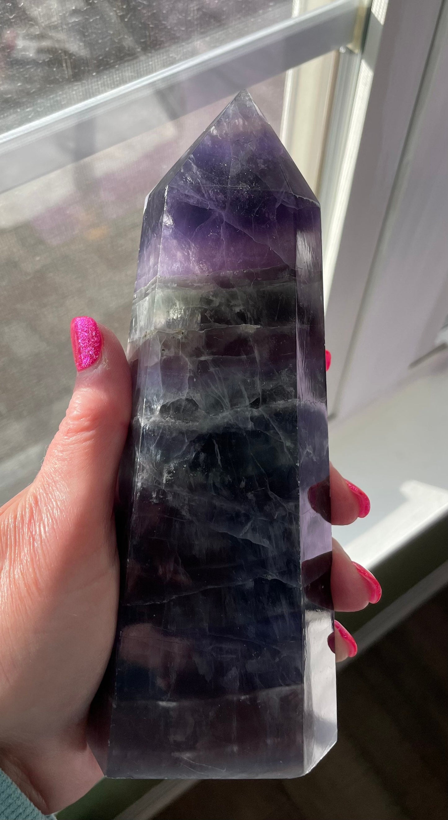 2 pounds Rainbow Fluorite point obelisk
