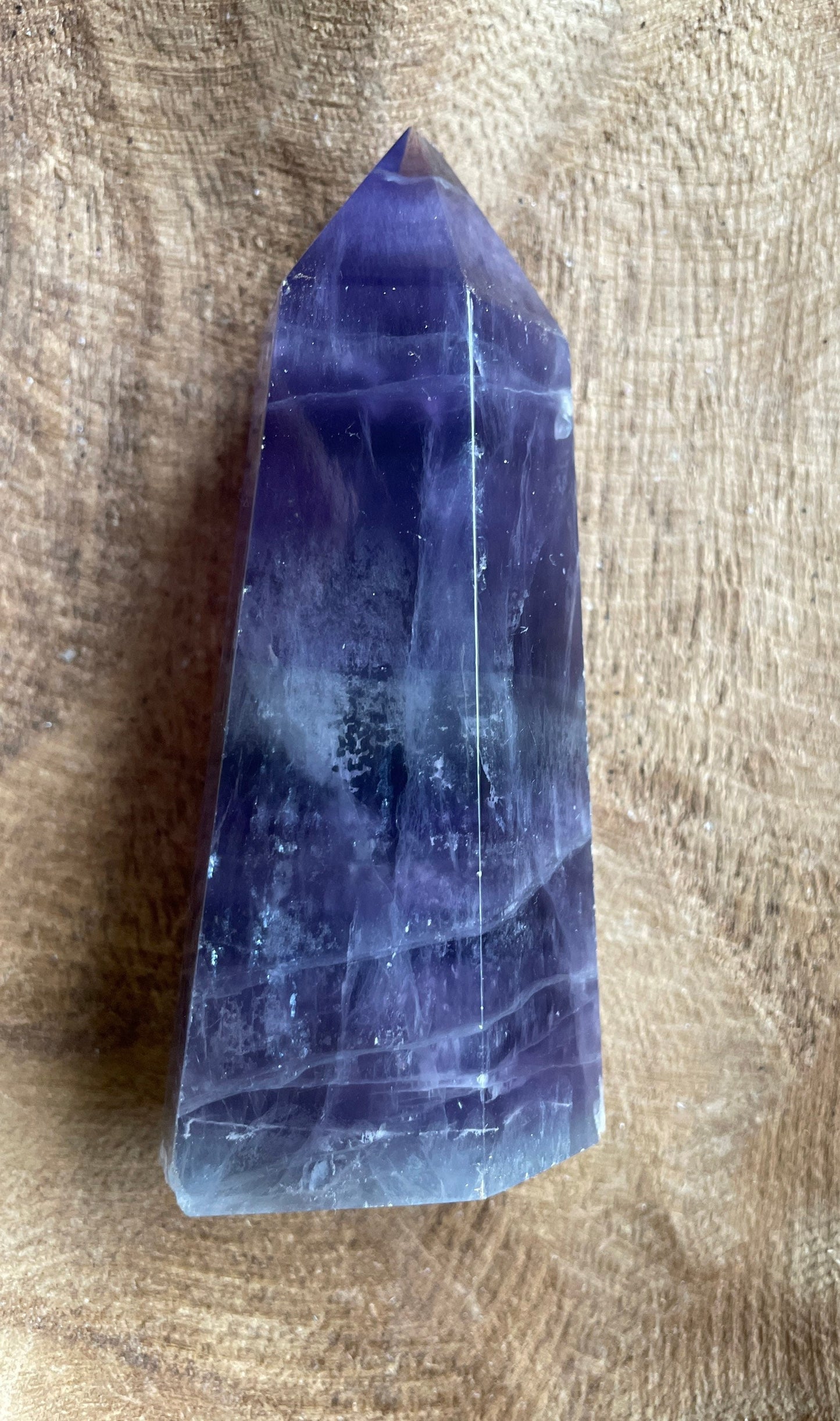 9.2 ounce Rainbow Fluorite point obelisk