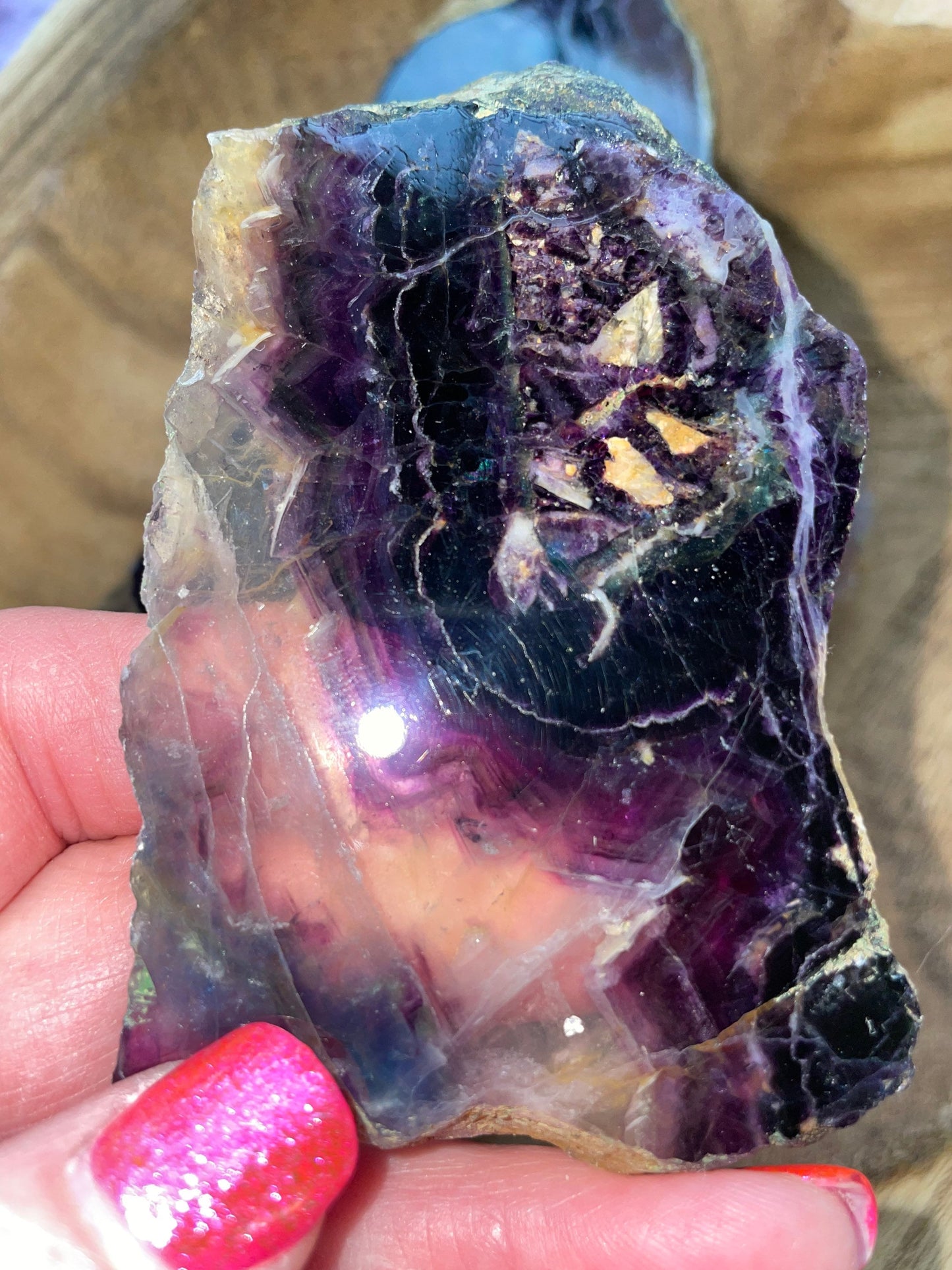 Rainbow fluorite slabs beautiful green and purple