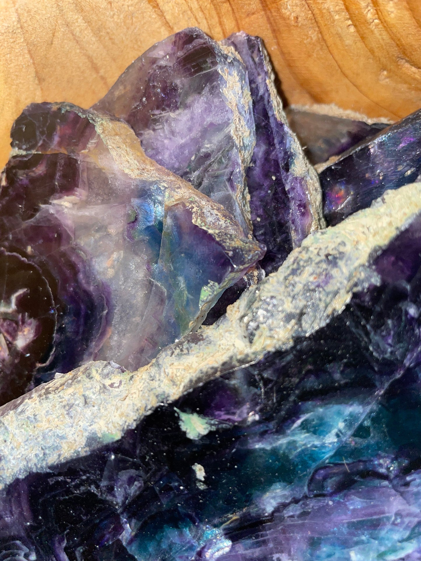 Rainbow fluorite slabs beautiful green and purple