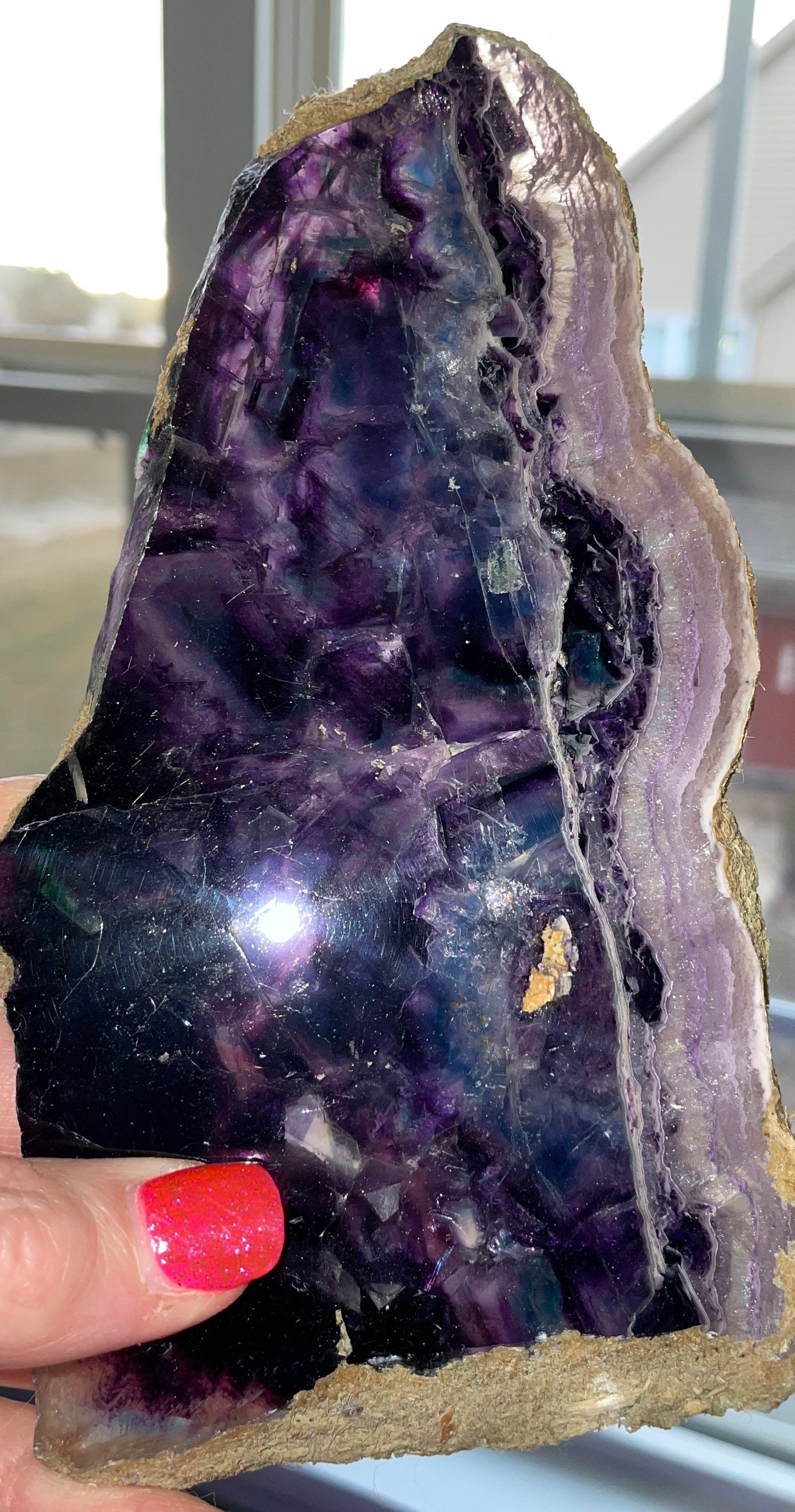 Rainbow fluorite slabs beautiful green and purple