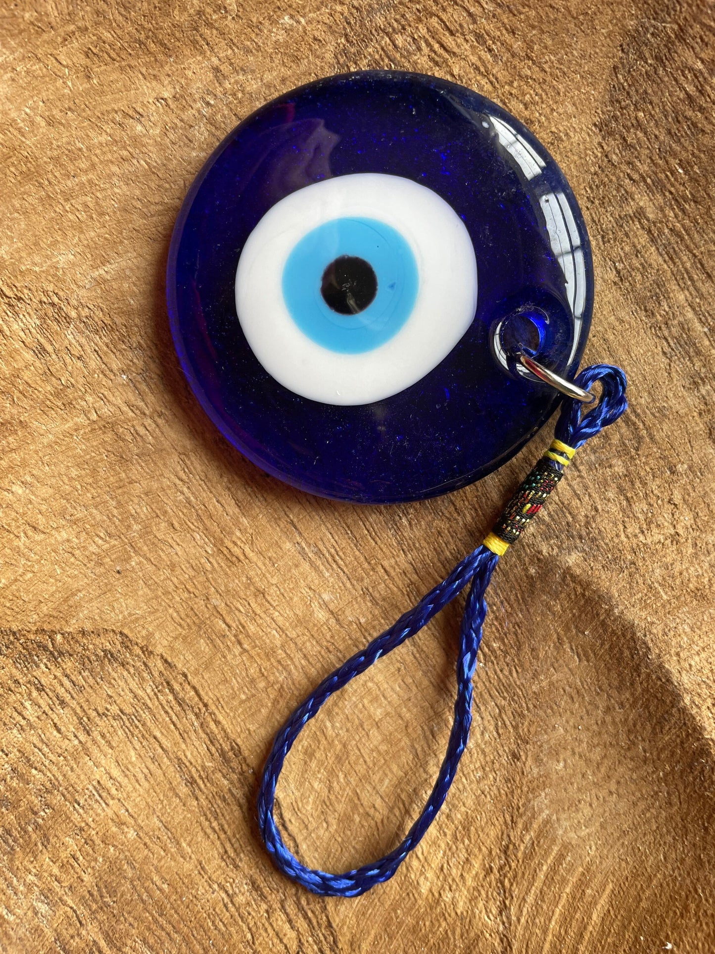 Glass Evil Eye Talisman 2.25 inches Round Blue Evil eye protection evil eye amulet protect against bad luck spells jealousy