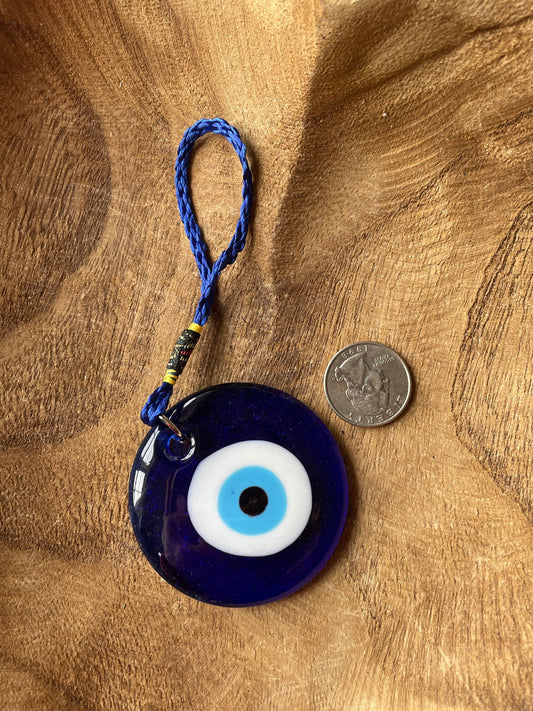 Glass Evil Eye Talisman 2.25 inches Round Blue Evil eye protection evil eye amulet protect against bad luck spells jealousy