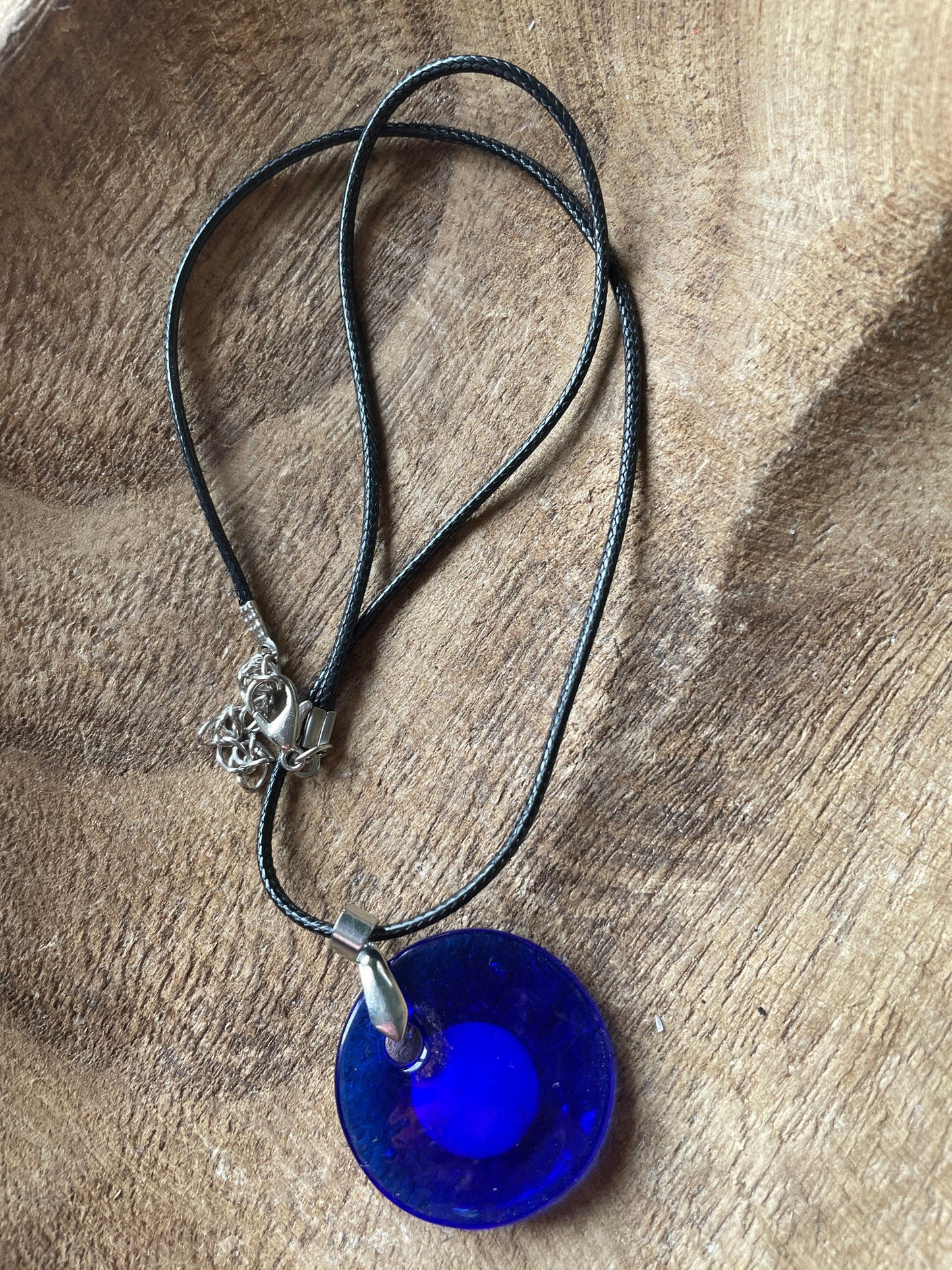 Evil Eye Protection Necklace Round Blue with Black Cord Evil eye protection evil eye amulet protect against bad luck spells jealousy