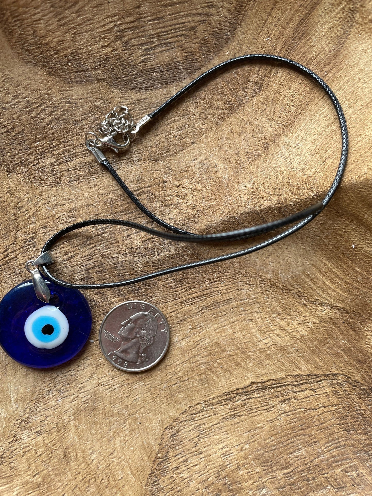 Evil Eye Protection Necklace Round Blue with Black Cord Evil eye protection evil eye amulet protect against bad luck spells jealousy