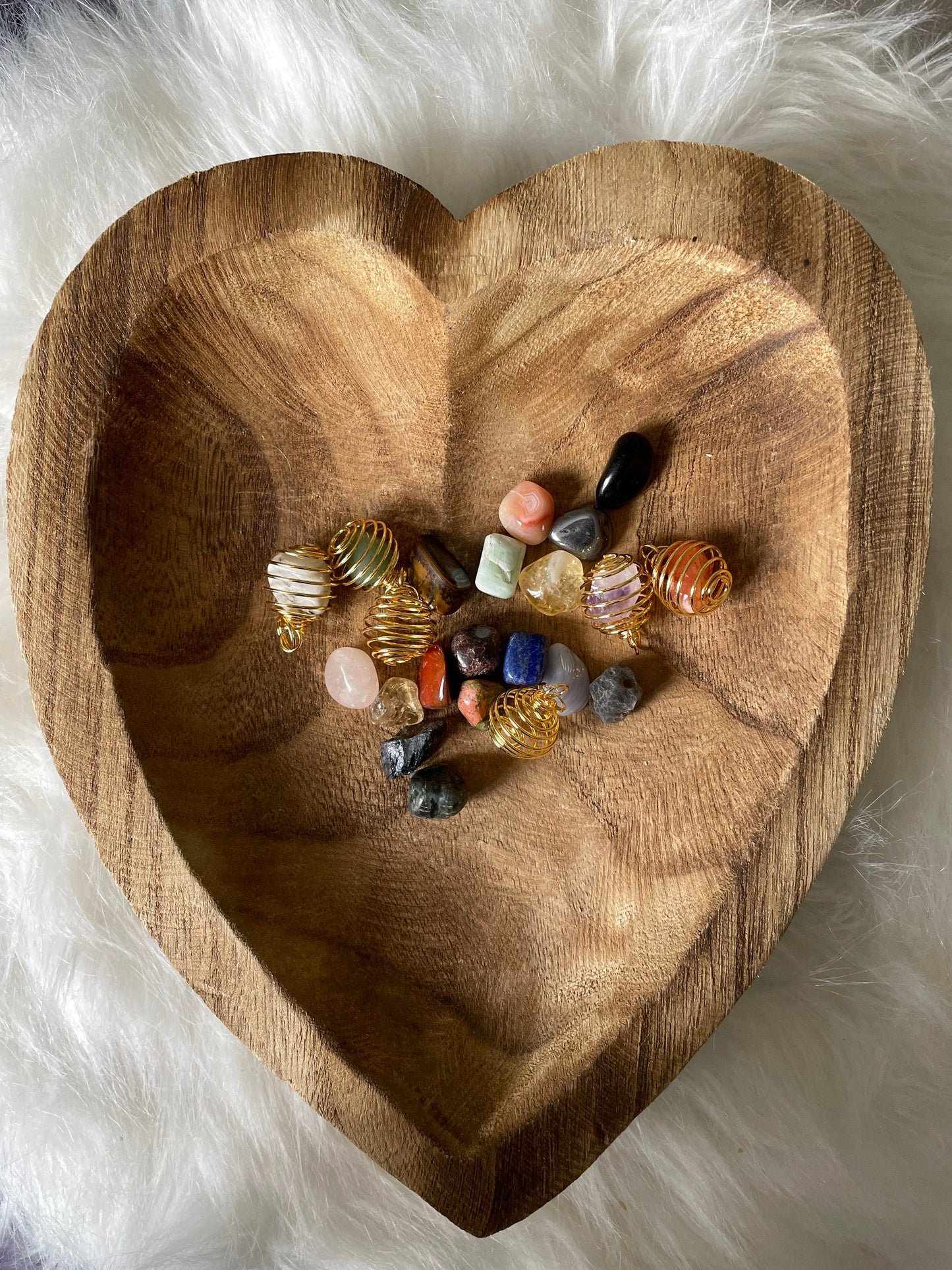 Small Tumbled Stone Cage Empty Gold OR ADD a tumbled crystal of your choice