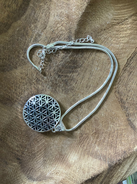 Beautiful Sterling Silver Flower of LIfe Black Tourmaline necklace pendant necklace