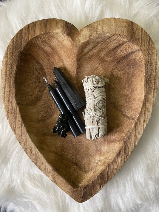 Five piece BLACK ritual crystal bundle kit