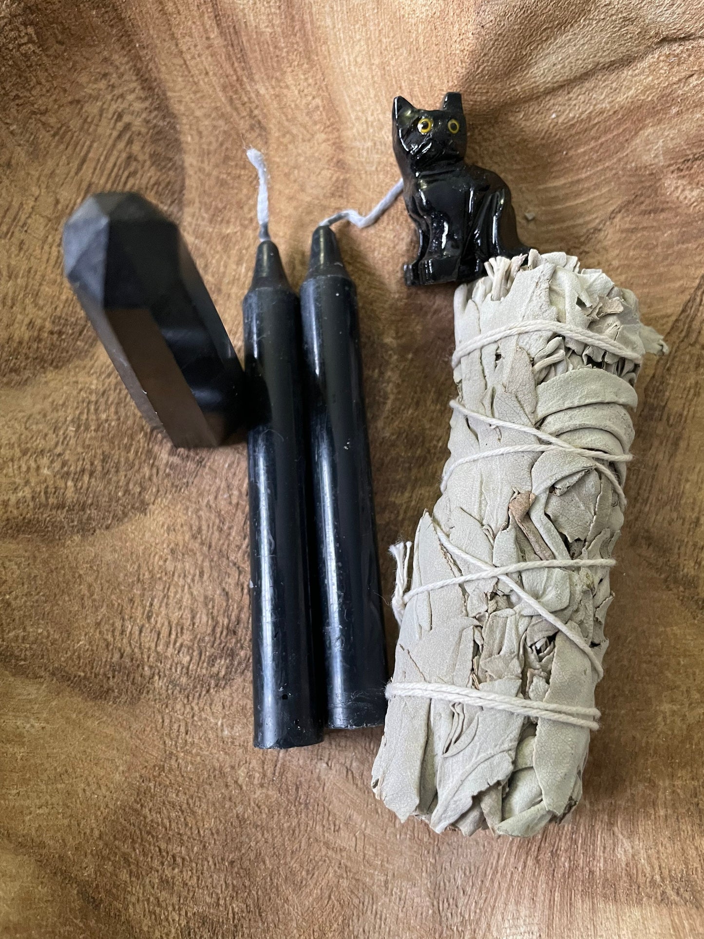 Five piece BLACK ritual crystal bundle kit