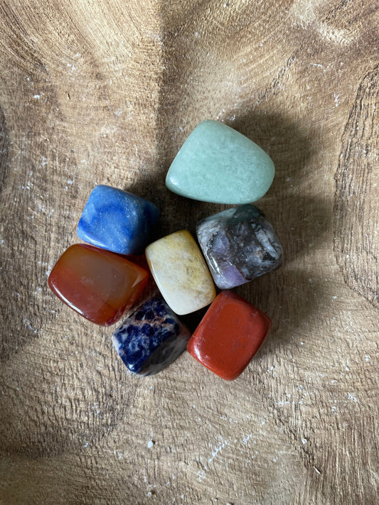 Chakra Tumbled Stone Balancing Kit w/ Velvet Pouch