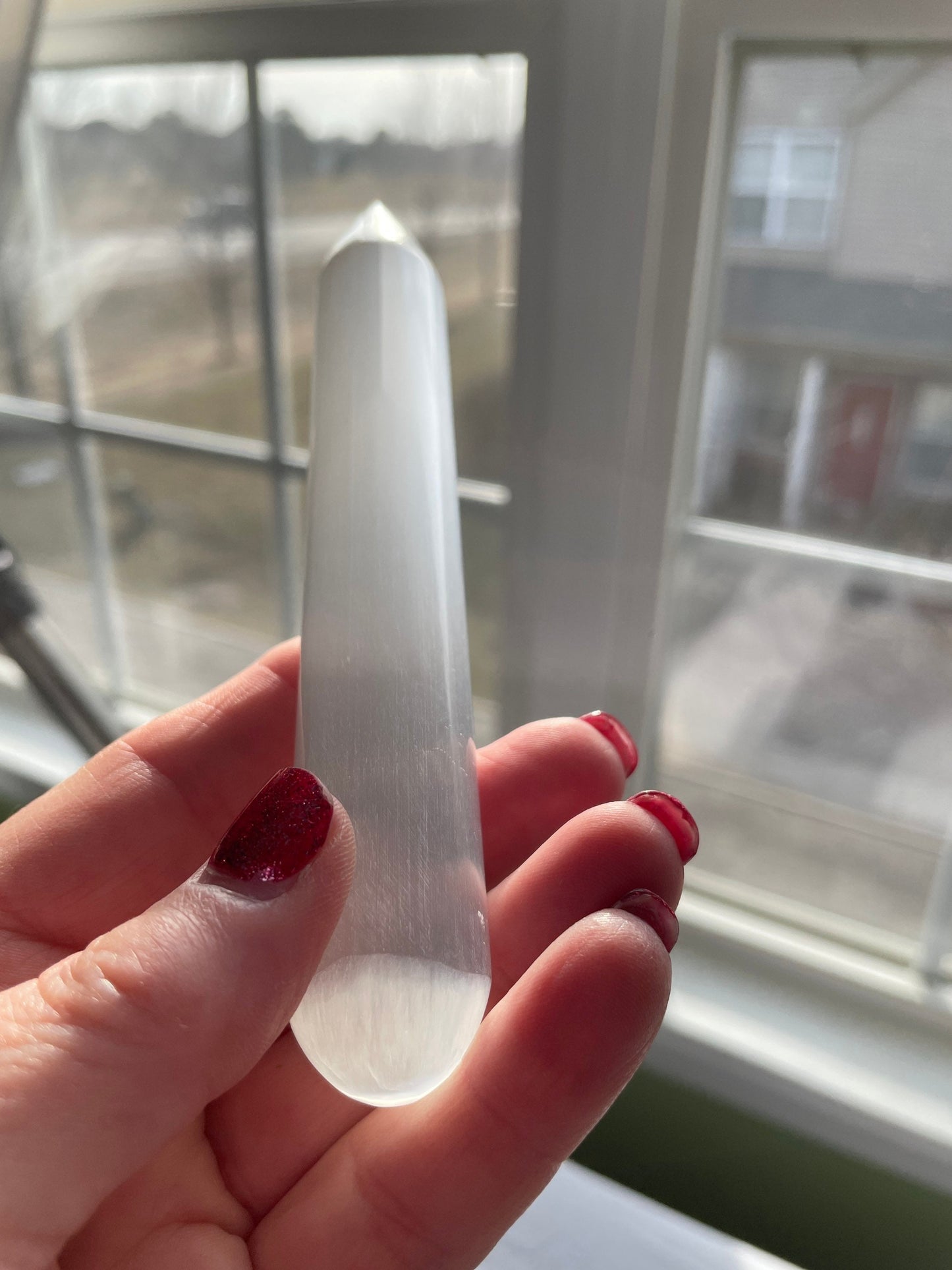 Massage Wand Large White Selenite 6 inches length Reiki wand