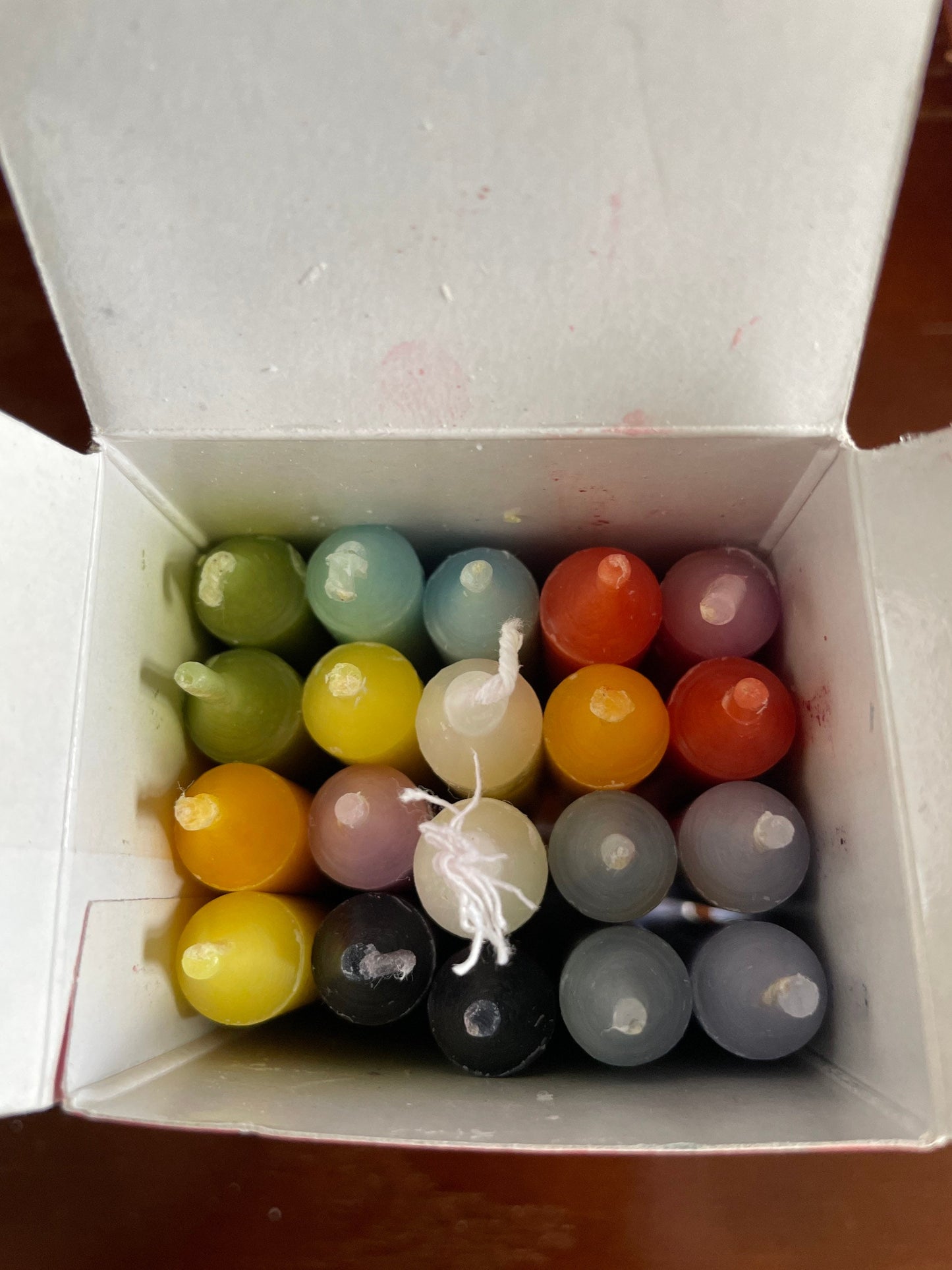 CLEARANCE Box of 20 mini chakra candles 5 inches