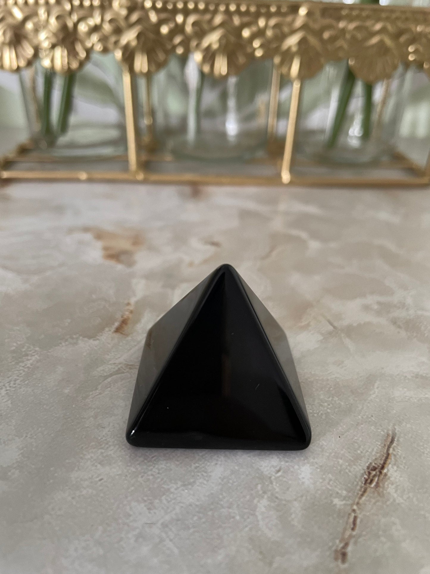 Gemstone Pyramid - Black Obsidian Height in Inches 1.3 Inches Obsidian is truth-enhancing A strongly protective stone