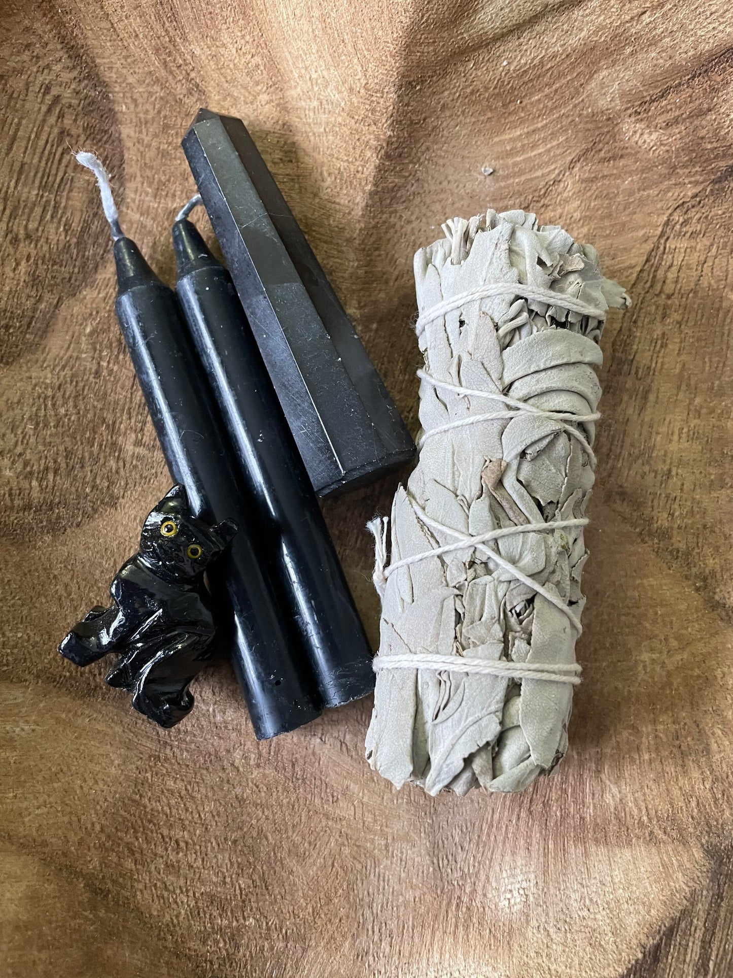 Five piece BLACK ritual crystal bundle kit