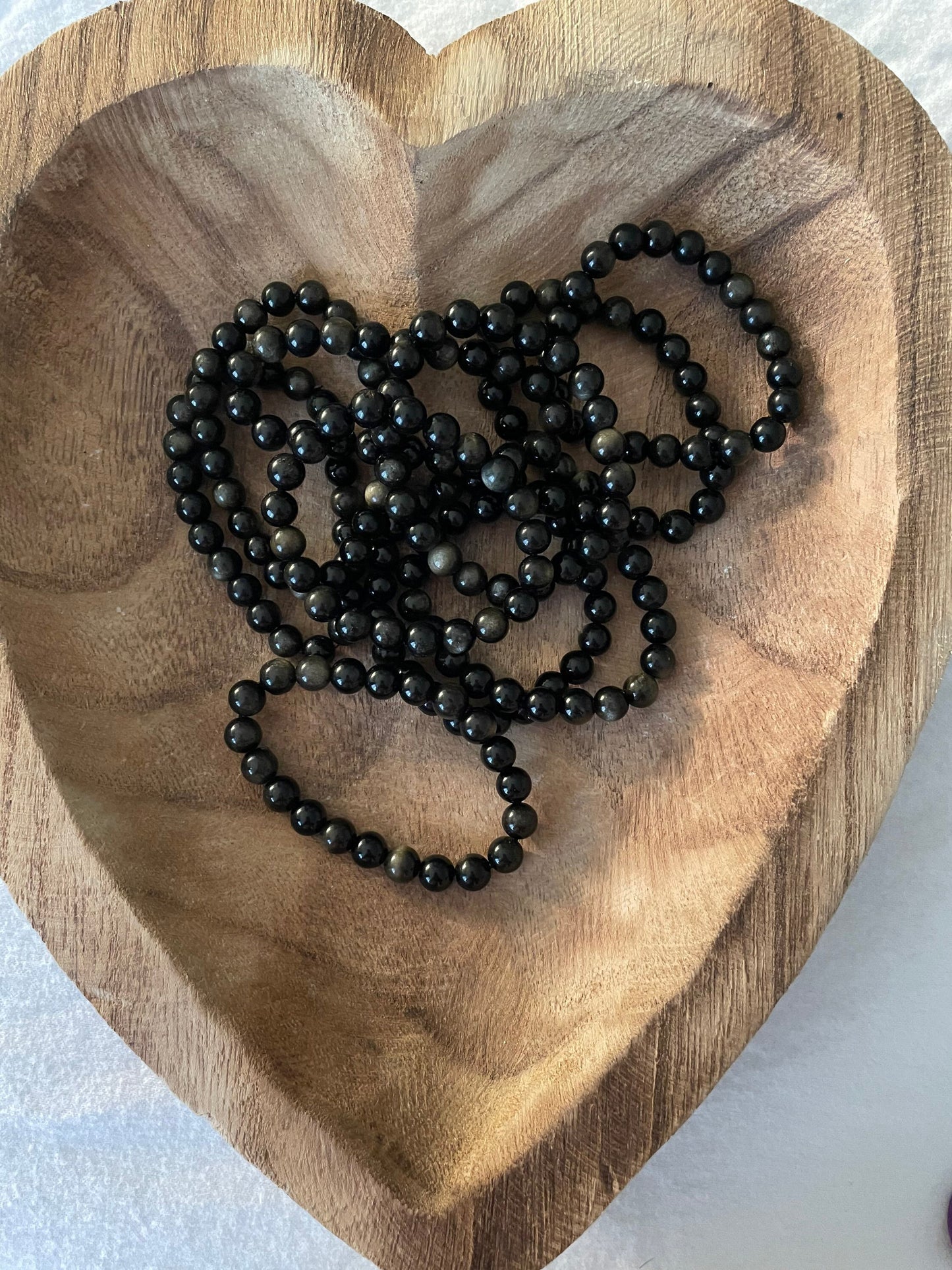Beautiful Black Obsidian 8mm bracelets. One size fits all.
