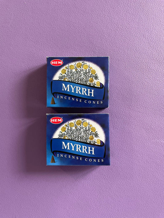 Hem Incense Cones 2 Boxes 10 cones Myrrh total 20 cones