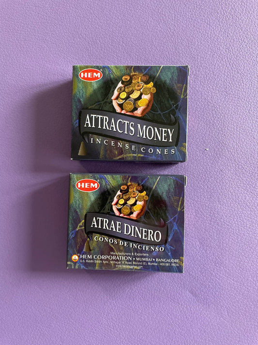 Hem Incense Cones 2 Boxes of 10 cones Attracts Money Awesomely fragrant! total 20 cones