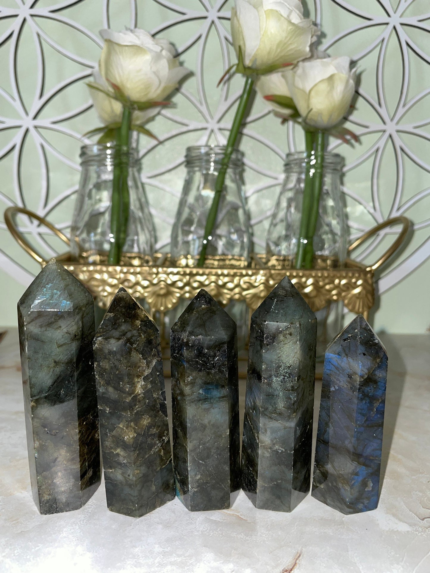 Beautiful labradorite obelisk