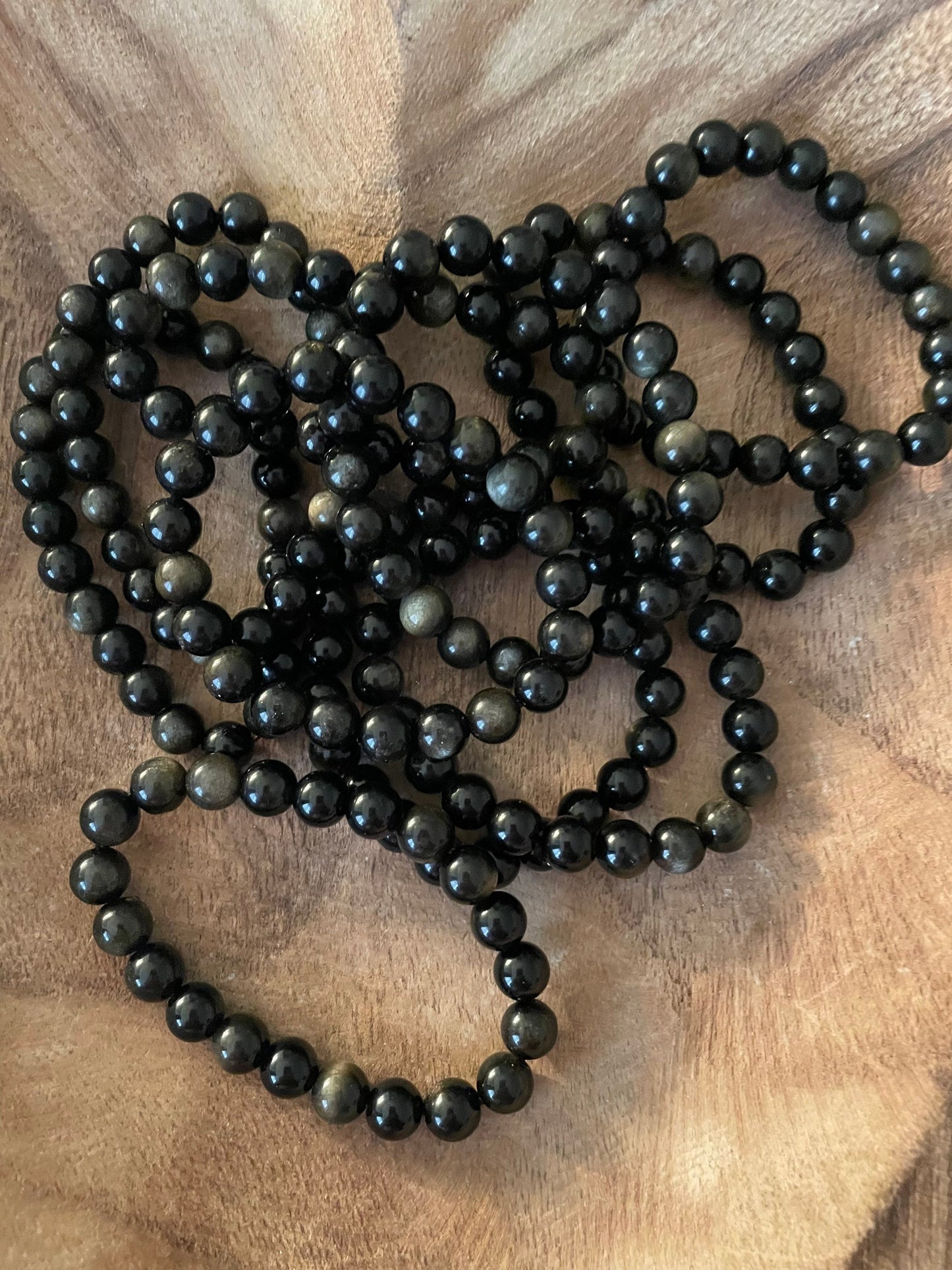 Beautiful Black Obsidian 8mm bracelets. One size fits all.