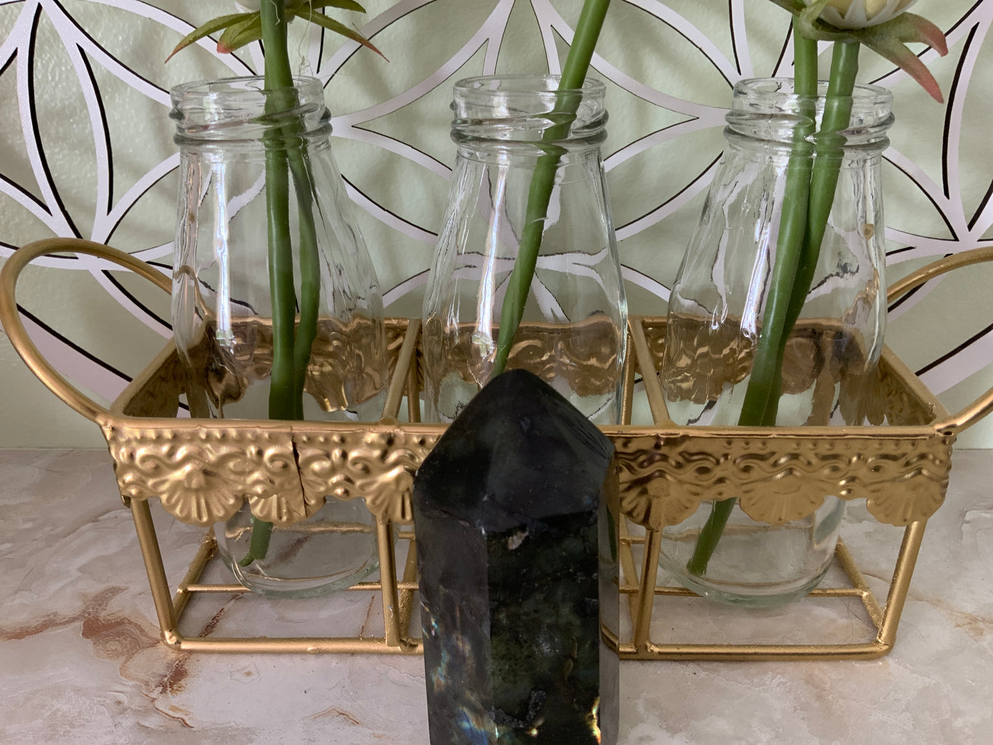 Beautiful labradorite obelisk 9.6 oz