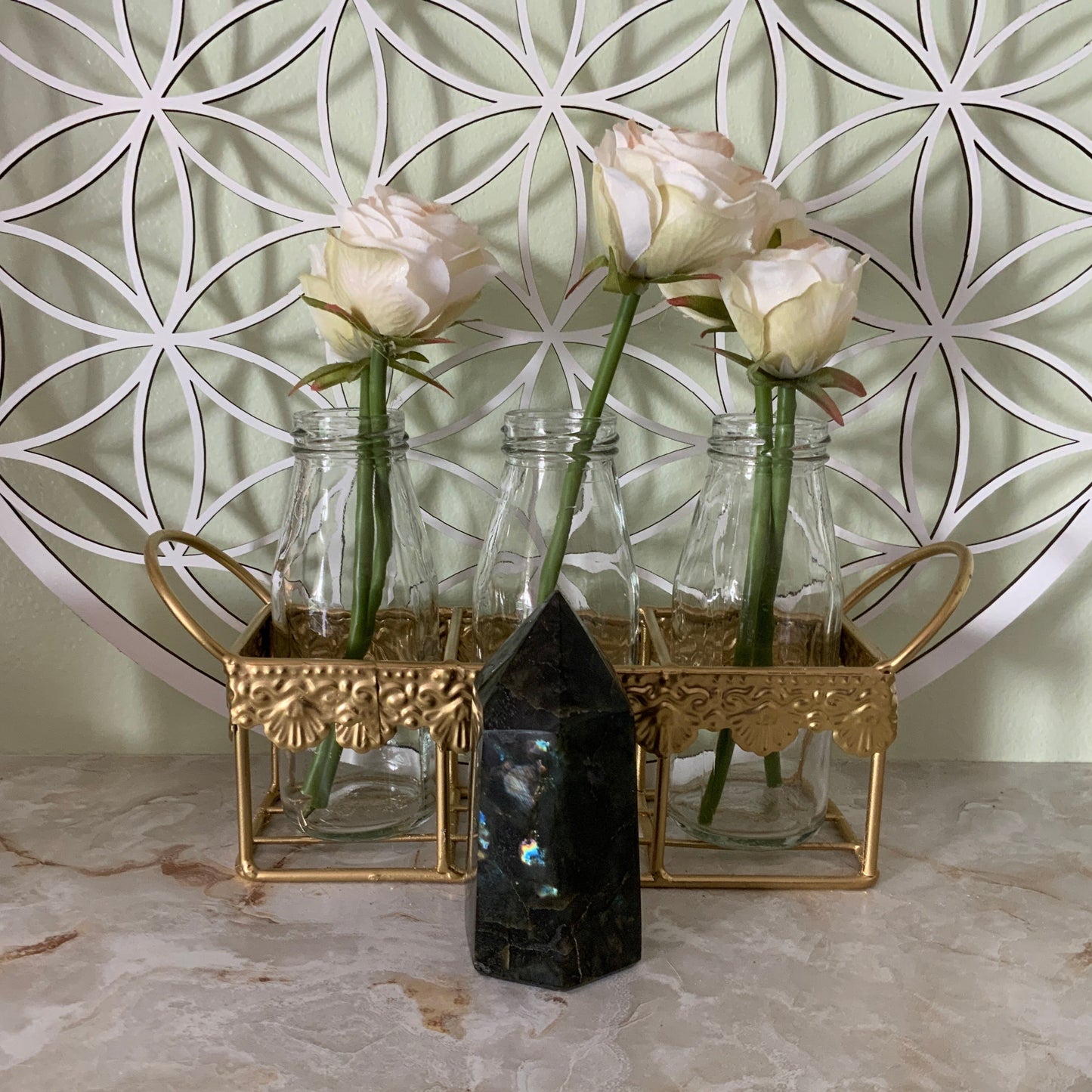 Beautiful labradorite obelisk 13 ounces