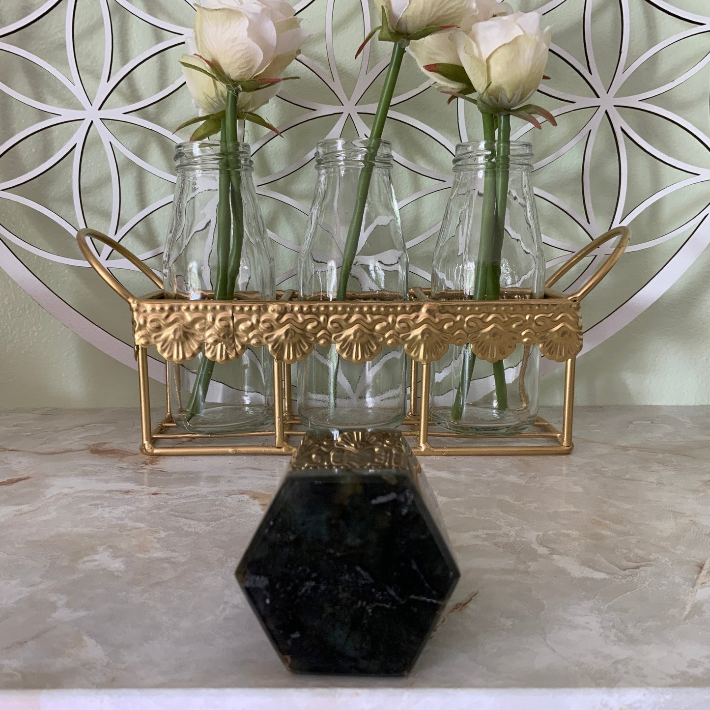 Beautiful labradorite obelisk 13 ounces