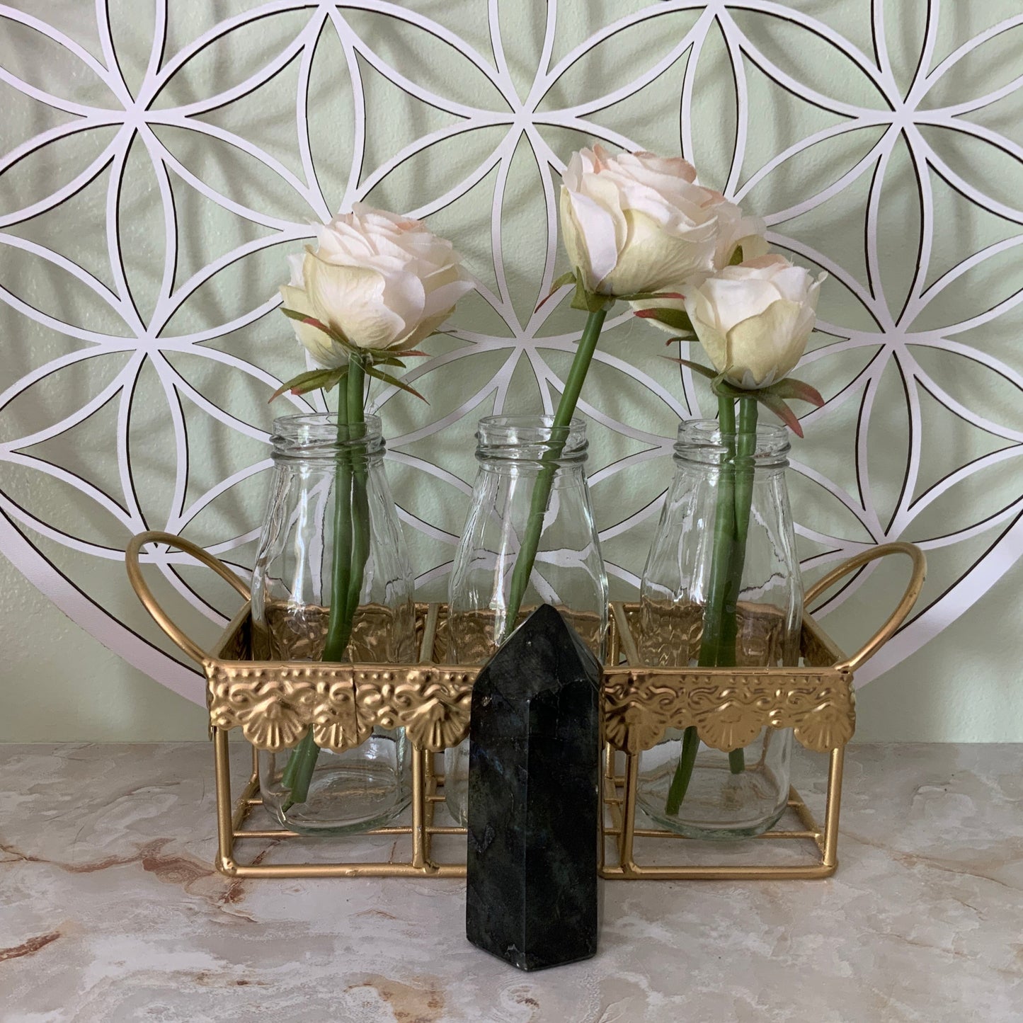 Beautiful labradorite obelisk 9.6 oz