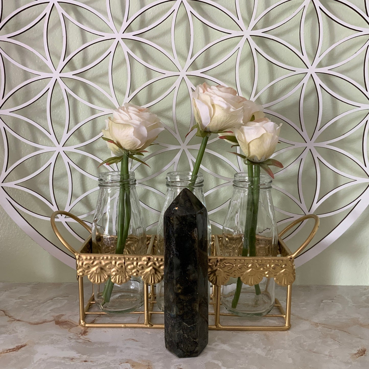 Beautiful labradorite obelisk 11.1 ounce