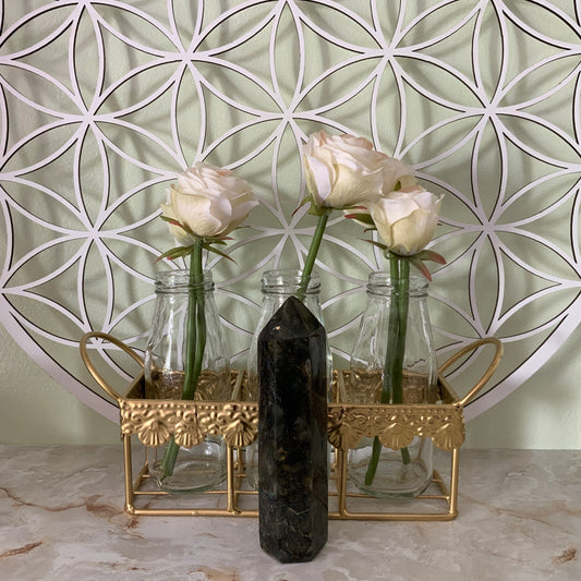 Beautiful labradorite obelisk 11.1 ounce