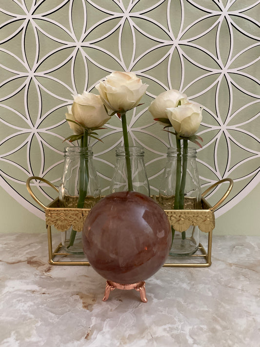 Beautiful specimen of Fire Quartz Sphere weighs just under 2 pound