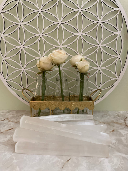 Large White Selenite 14-18 inches length Reiki wand