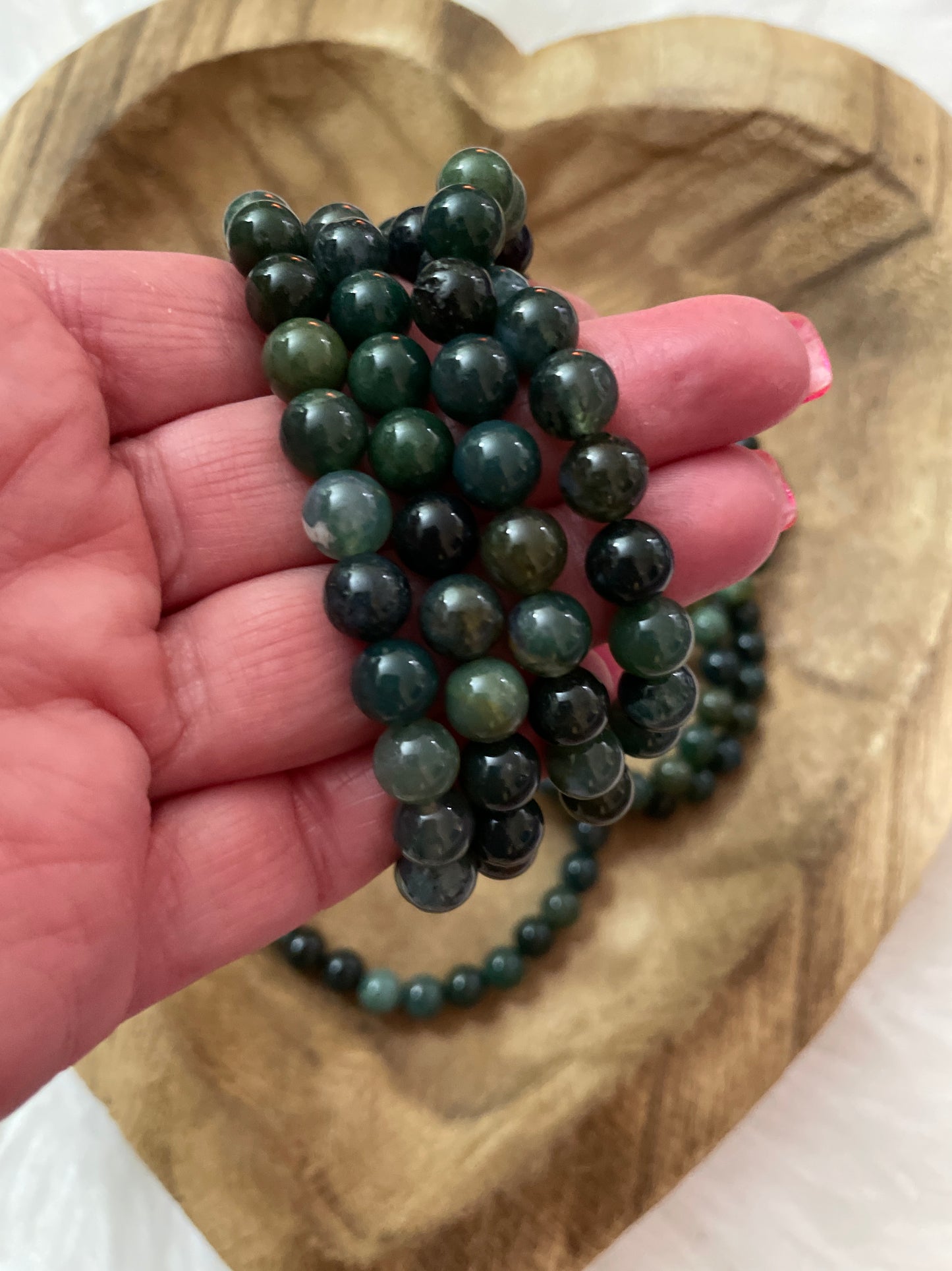 Beautiful Moss Agate 8 mm beaded bracelet