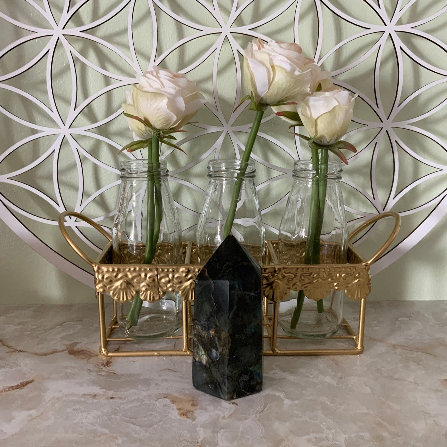 Beautiful labradorite obelisk 13 ounces