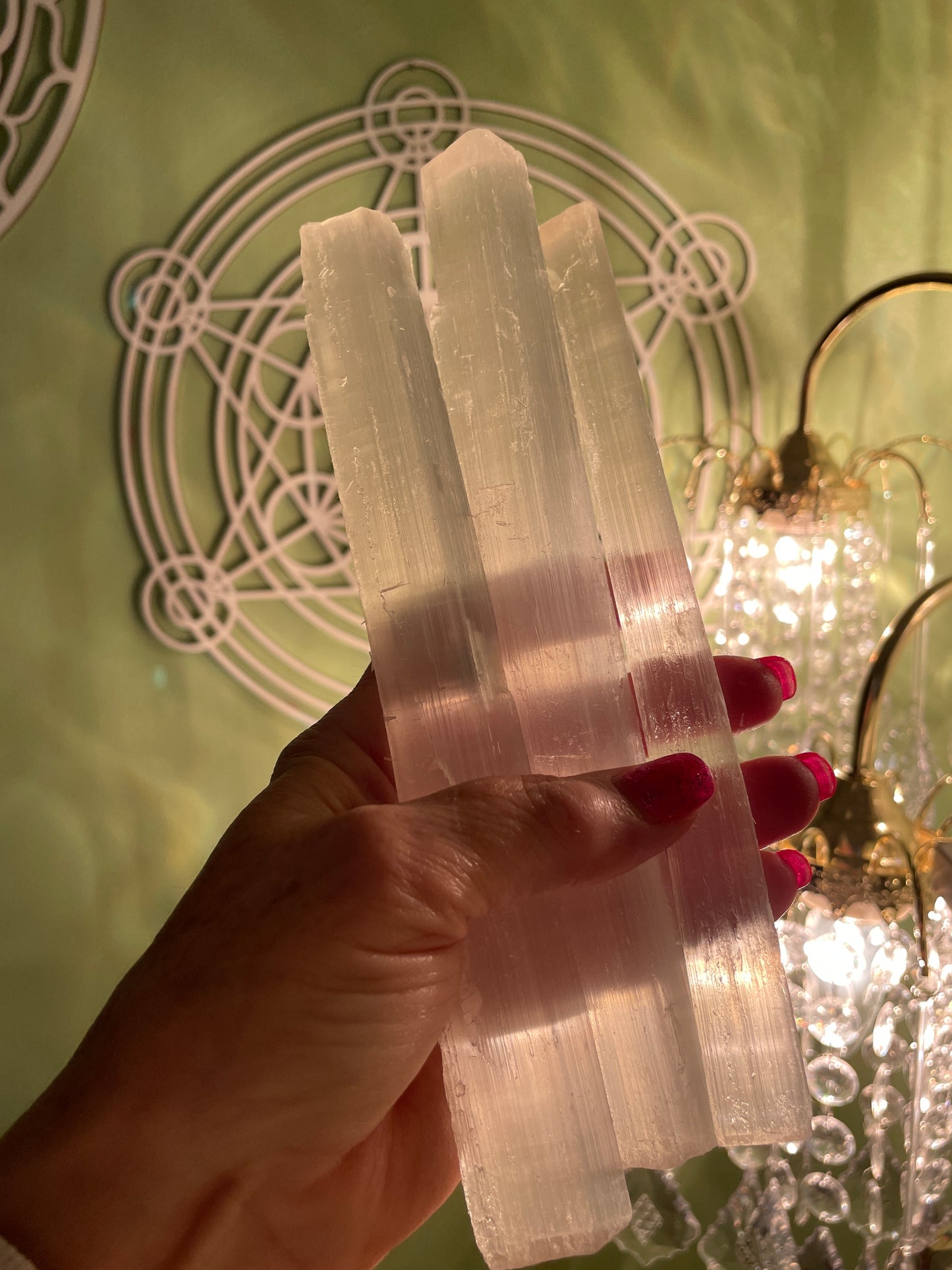 Large White Selenite 14-18 inches length Reiki wand