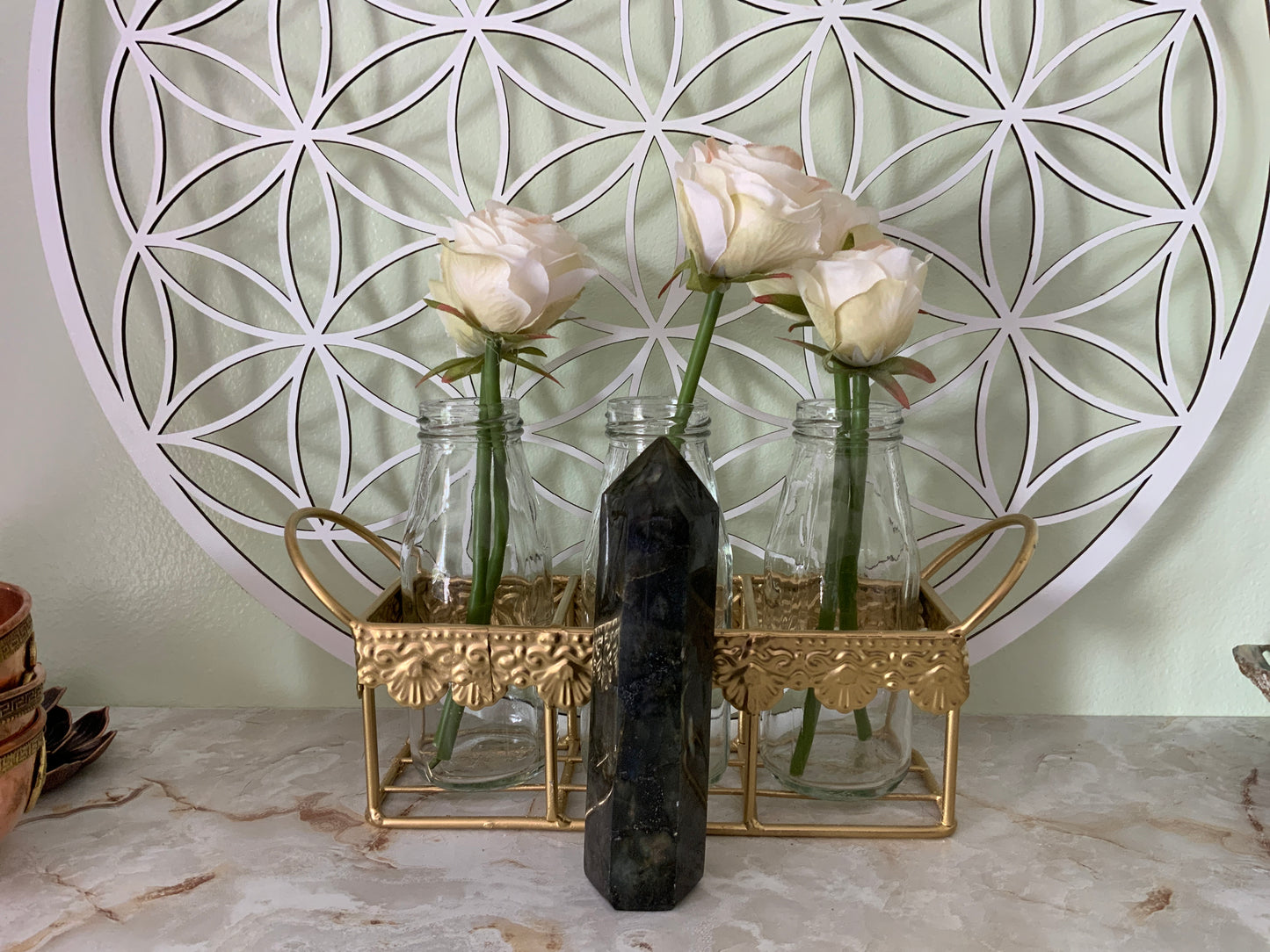 Beautiful labradorite obelisk 11.1 ounce