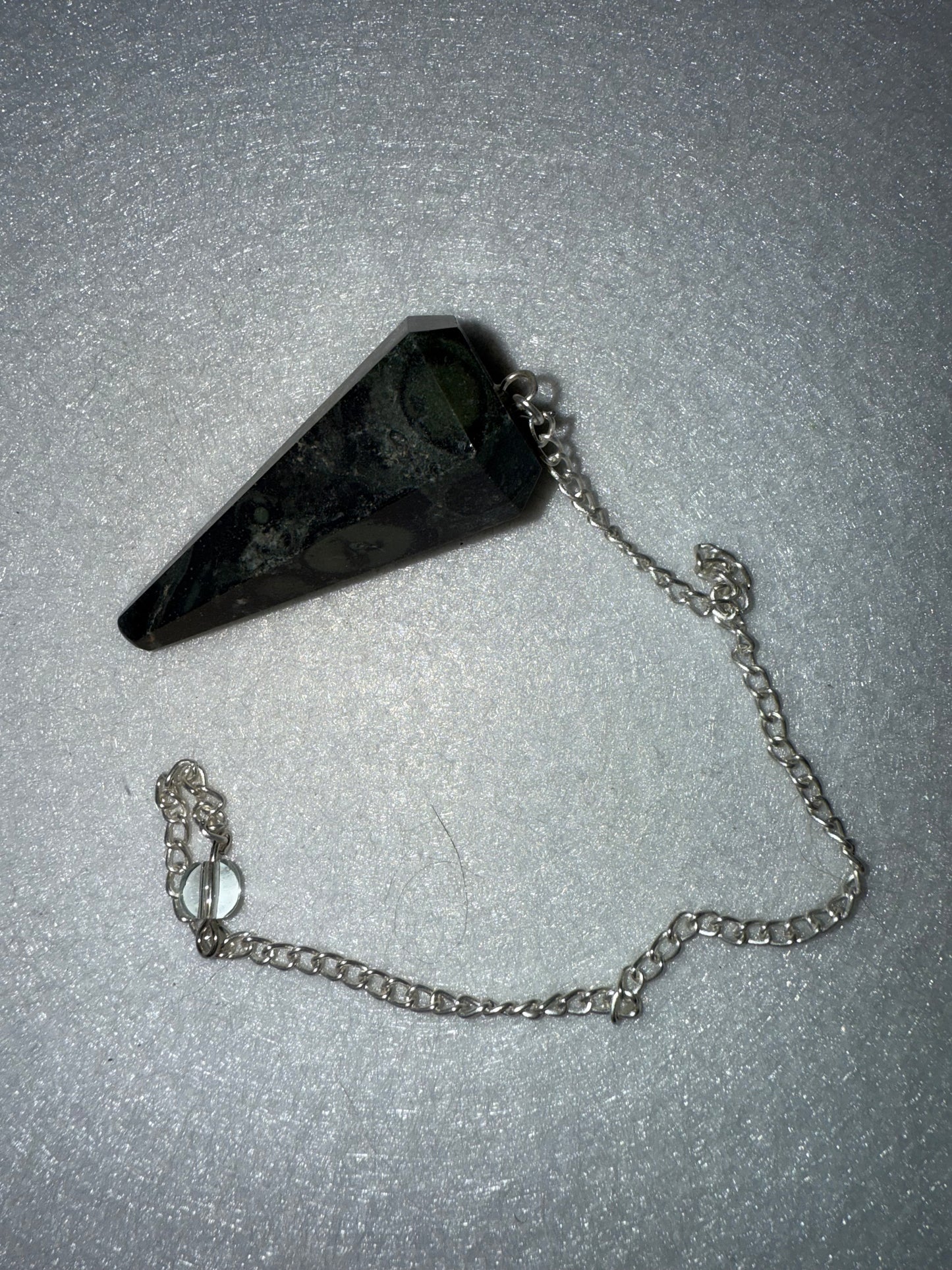Very cool Serpentine Pendulum is  1.75” and with chain is 9.25”