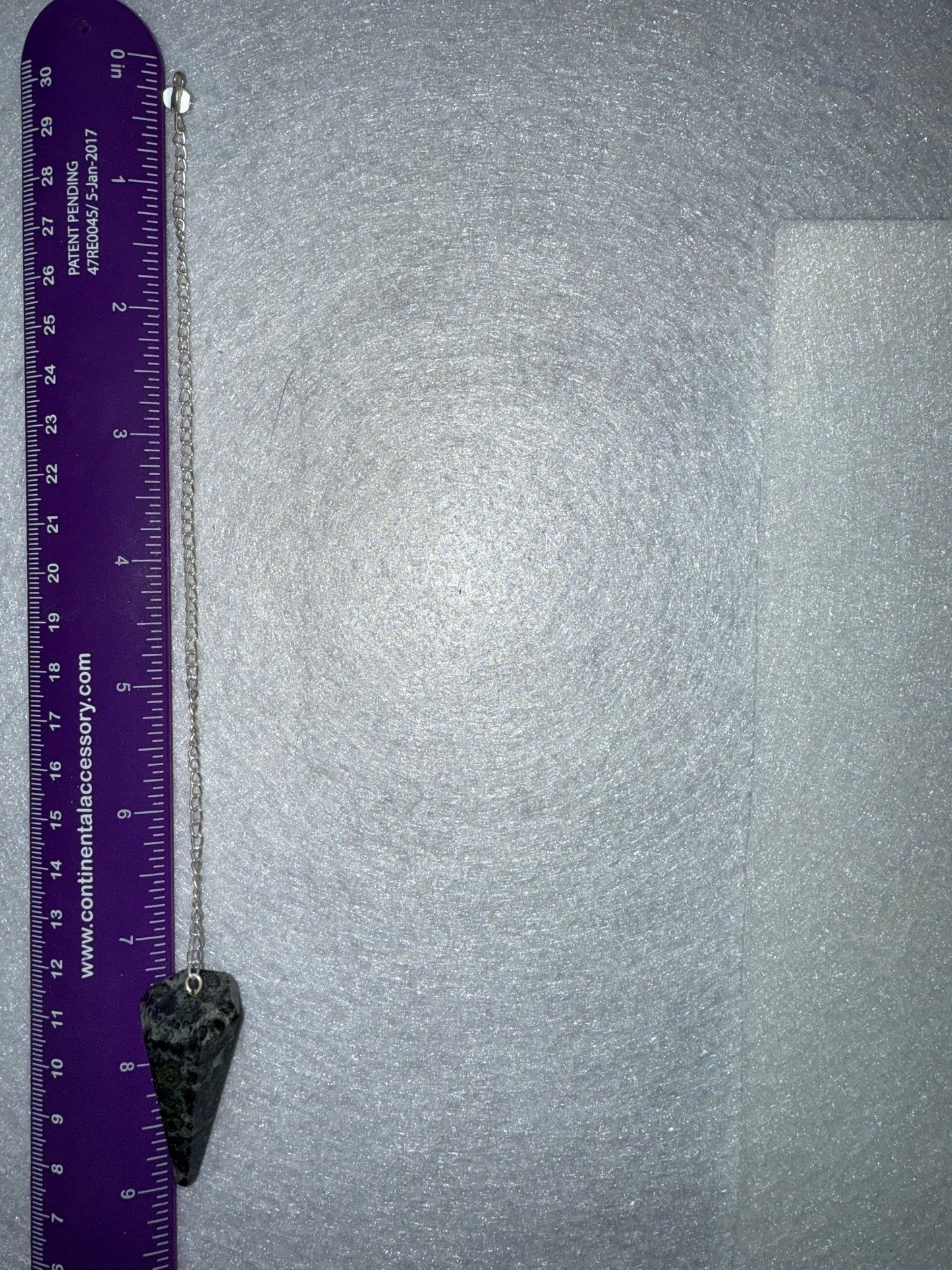 Serpentine Pendulum is  1.75” and with chain is 9.25”