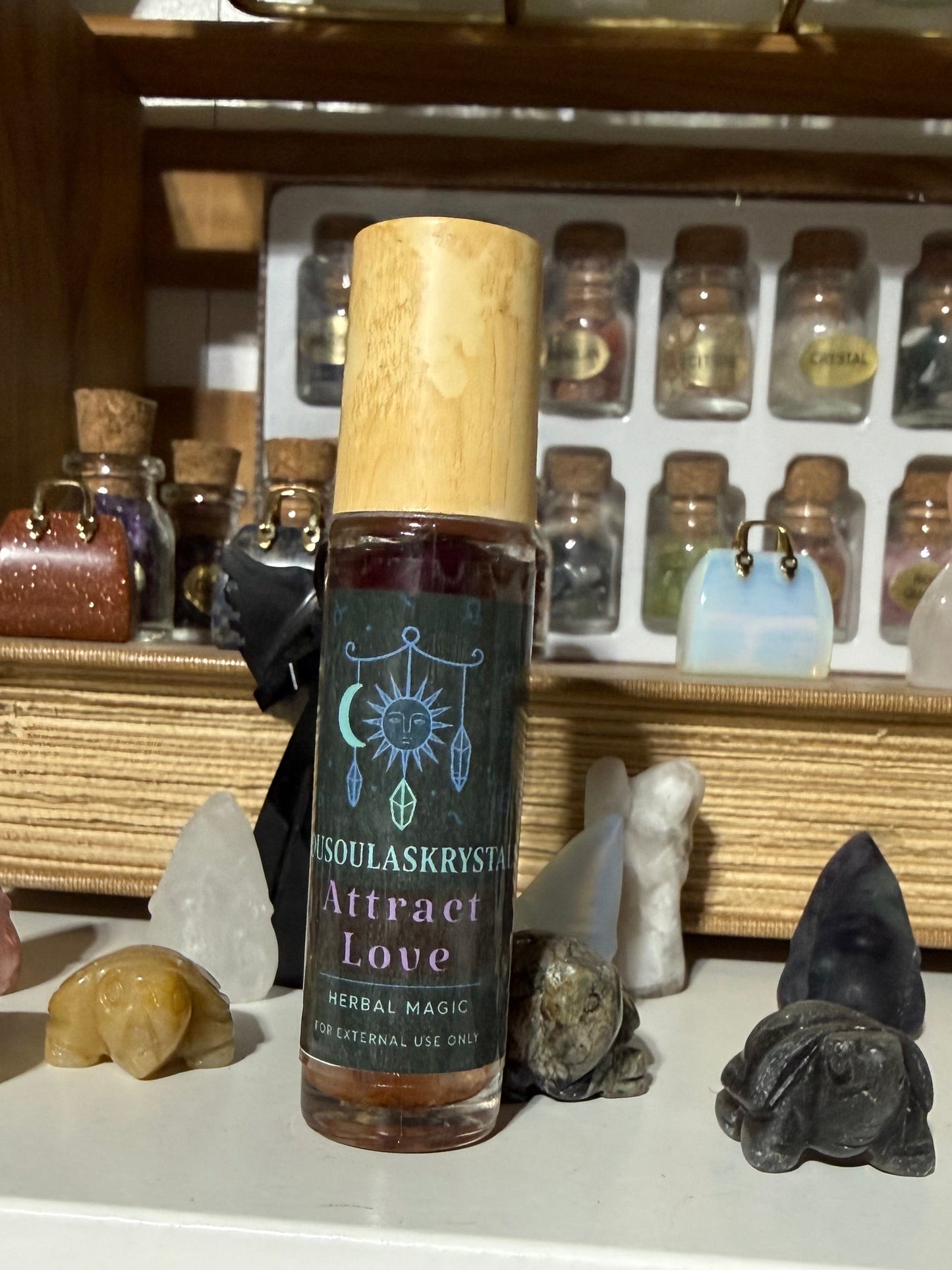 Sacred Love Oil – Rose Quartz and Rose Petals Infused Attraction & Heart Healing Blend