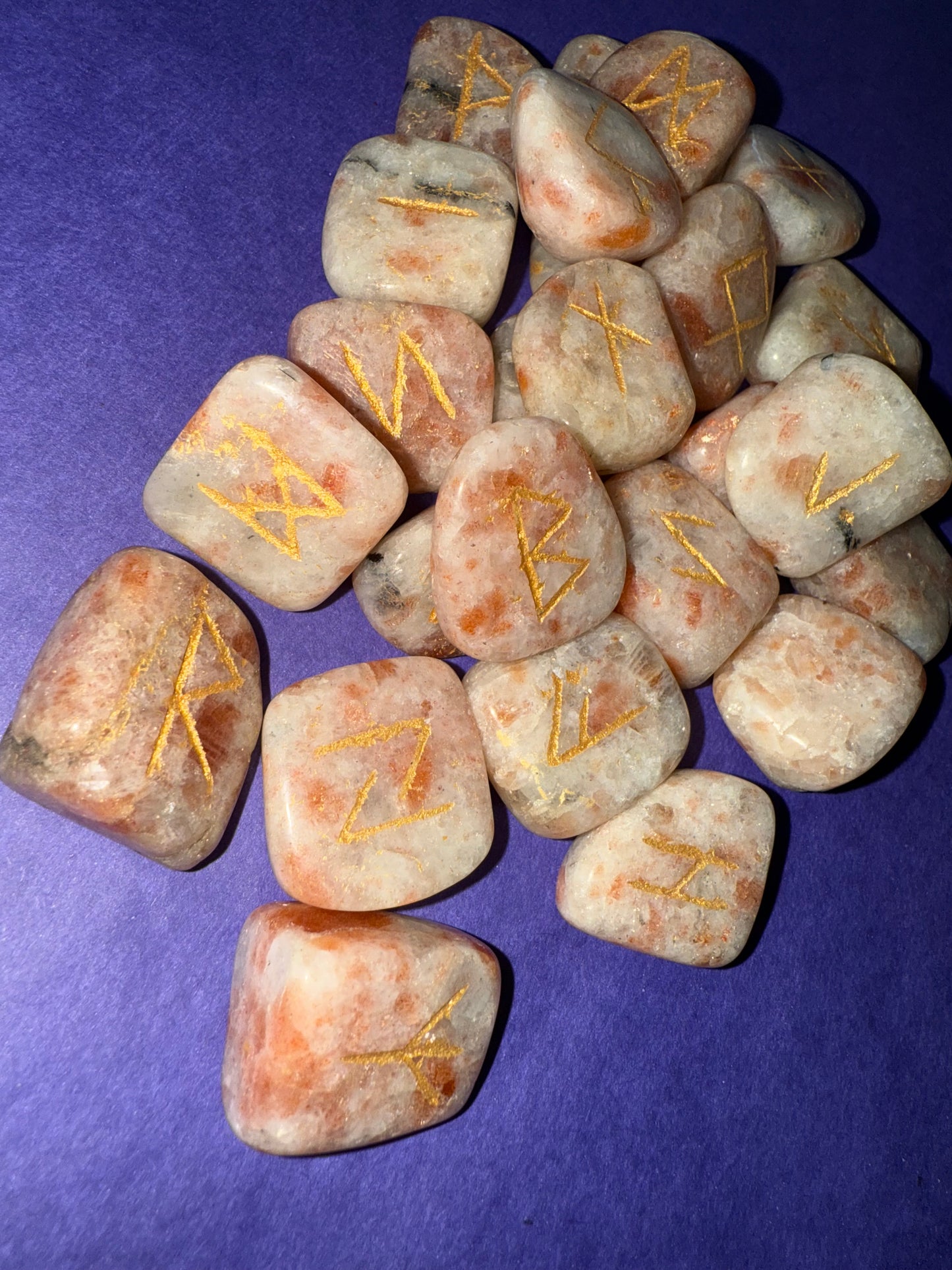 Beautiful Sunstone Runes Stones - 25 pieces
