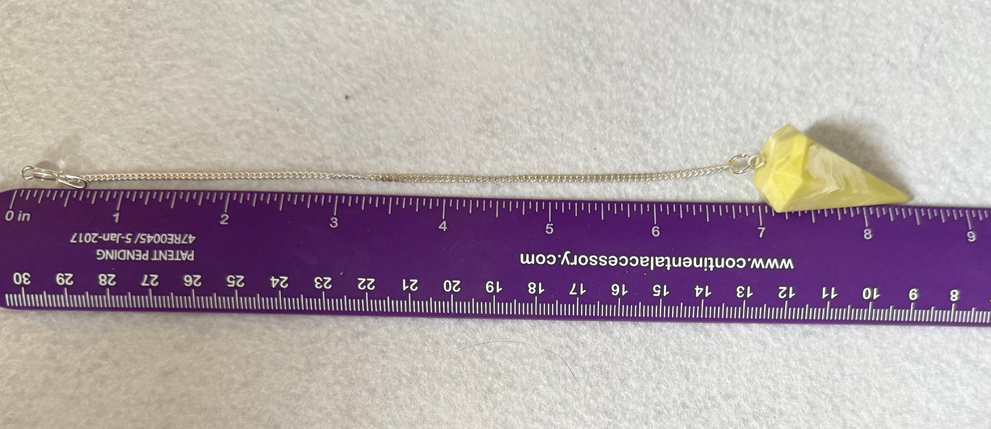 Beautiful Serpentine Pendulum is  1.5” and with chain is 8.5”