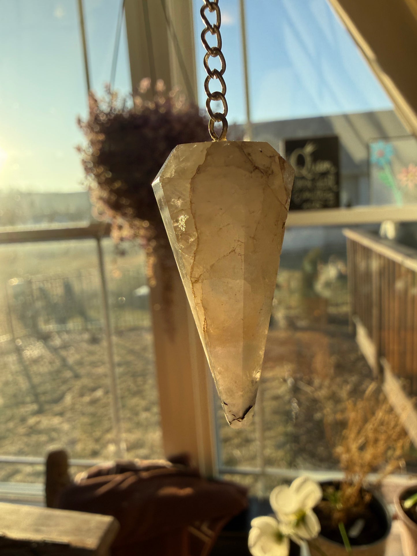 Beautiful Rainbow moonstone Pendulum for meditation, dowsing, Reiki etc
