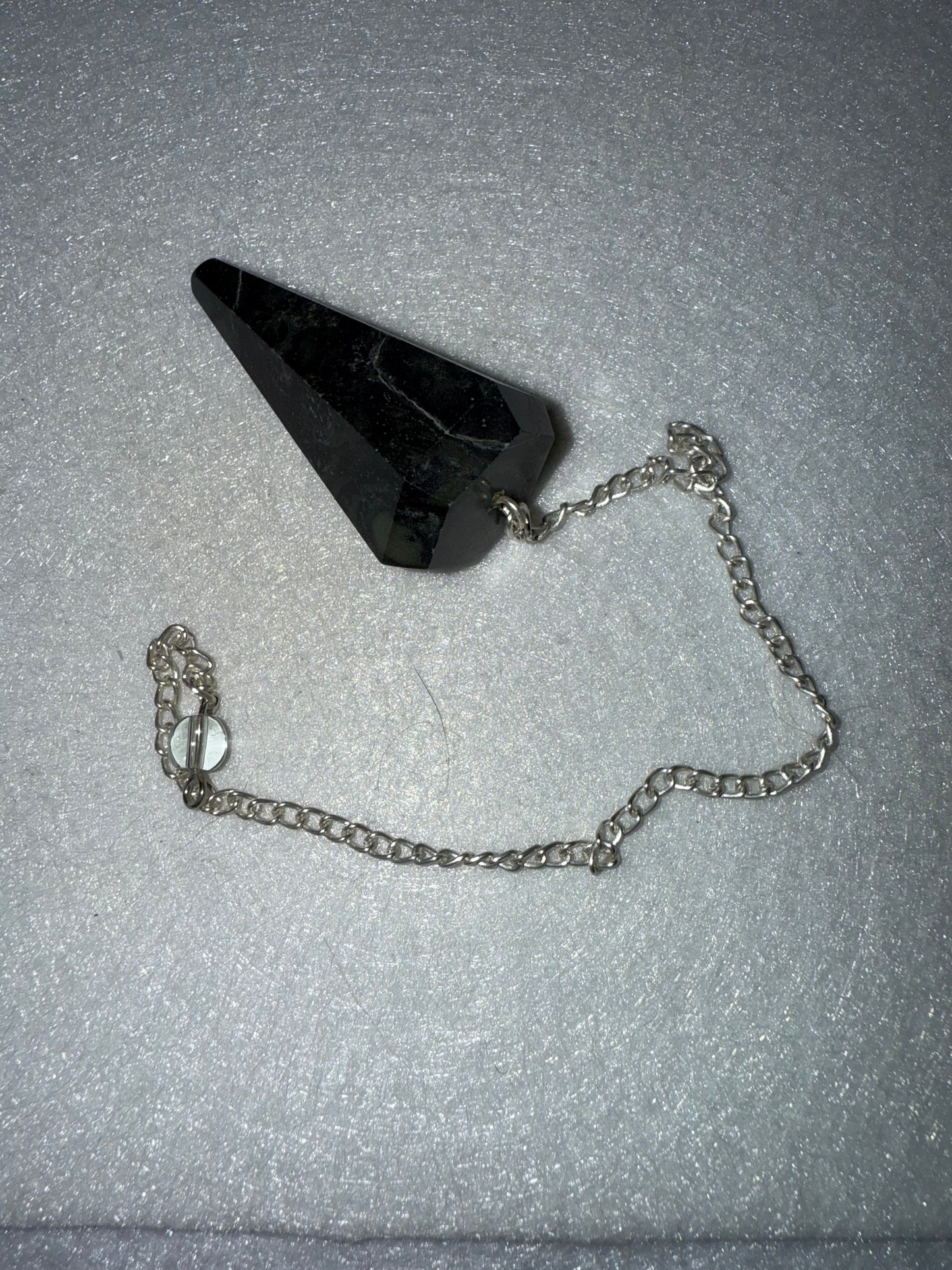 Very cool Serpentine Pendulum is  1.75” and with chain is 9.25”