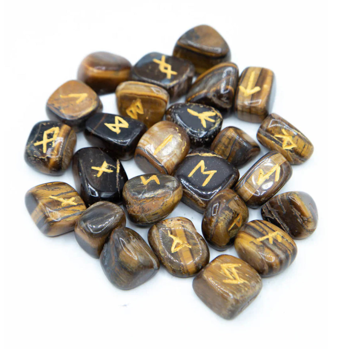 Stunning Tiger’s Eye Runes Stones - 25 pieces