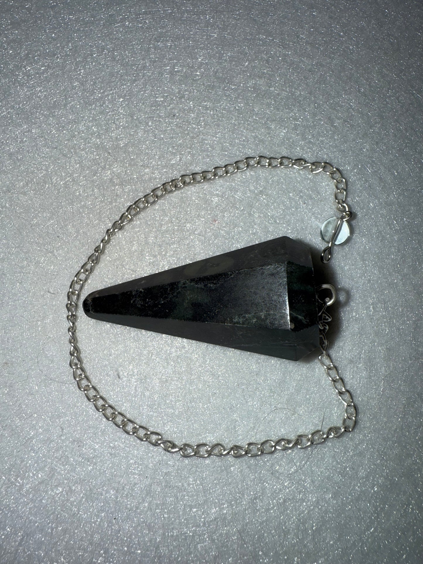 Very cool Serpentine Pendulum is  1.75” and with chain is 9.25”