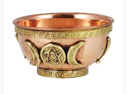 Copper Bowl Incense & Charcoal Burner - Triple Moon